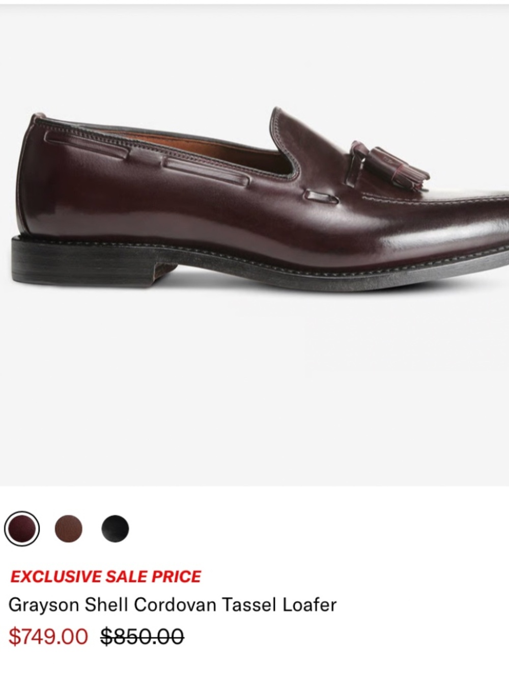 Grayson Shell Cordovan Tassel Loafer